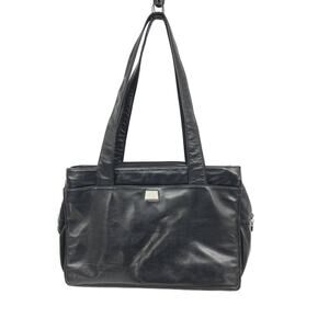 Perlina Black Leather Handbag Shoulder Bag